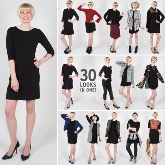 Betabrand Dresses & Skirts - Betabrand 30 Day Travel Knit Dress Gray Ruched 3/4 Sleeve XS